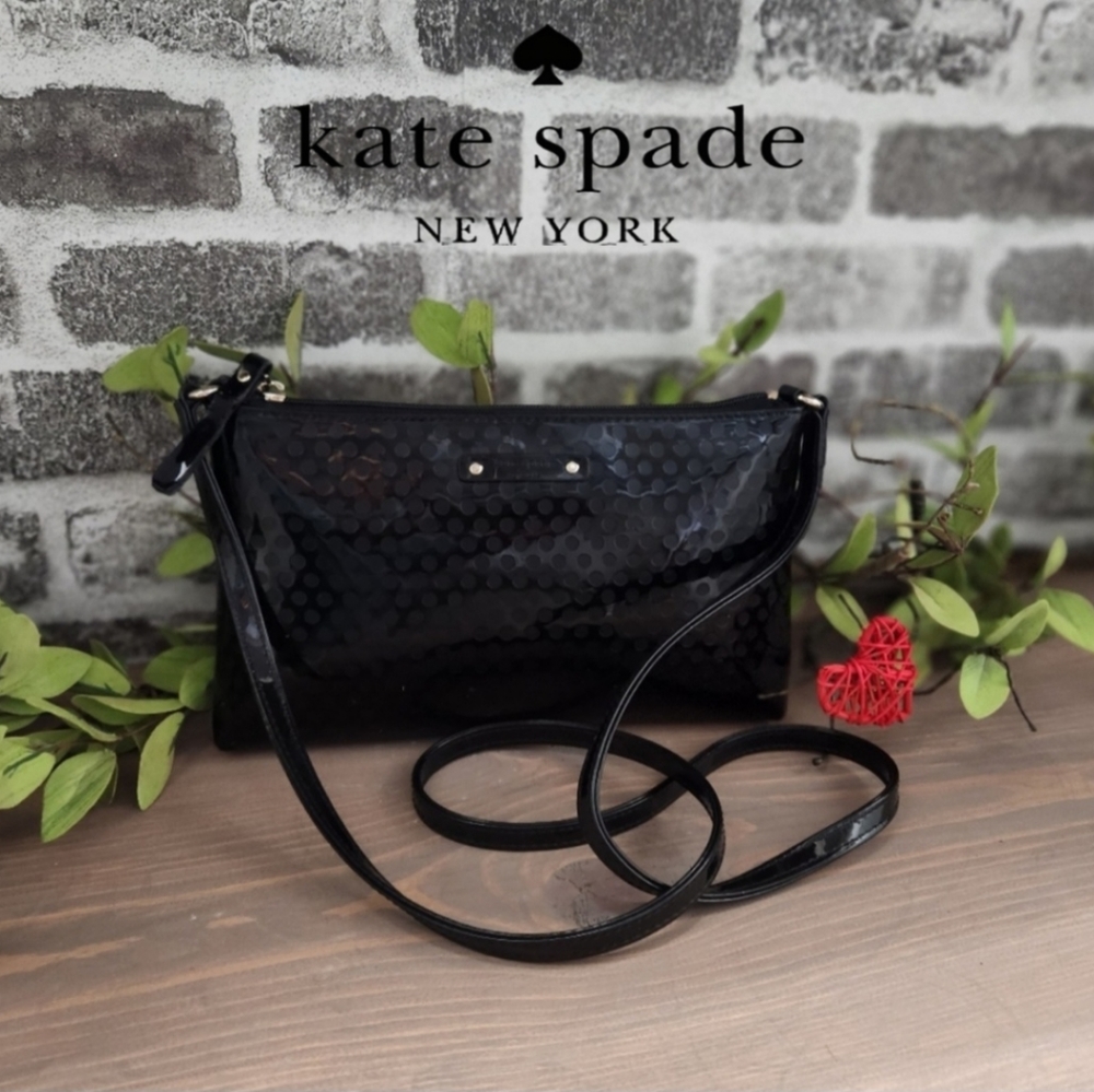Kate Spade Black Patent Embossed Crossbody Bag Purse